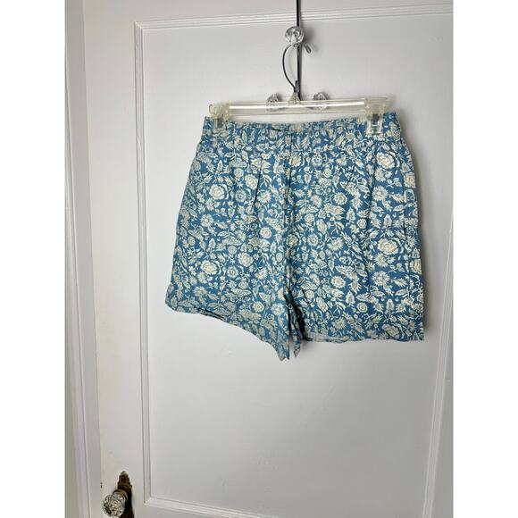 Universal Thread Shorts Women's XS Blue Floral High Rise Pull On Linen Blend - Picture 1 of 5
